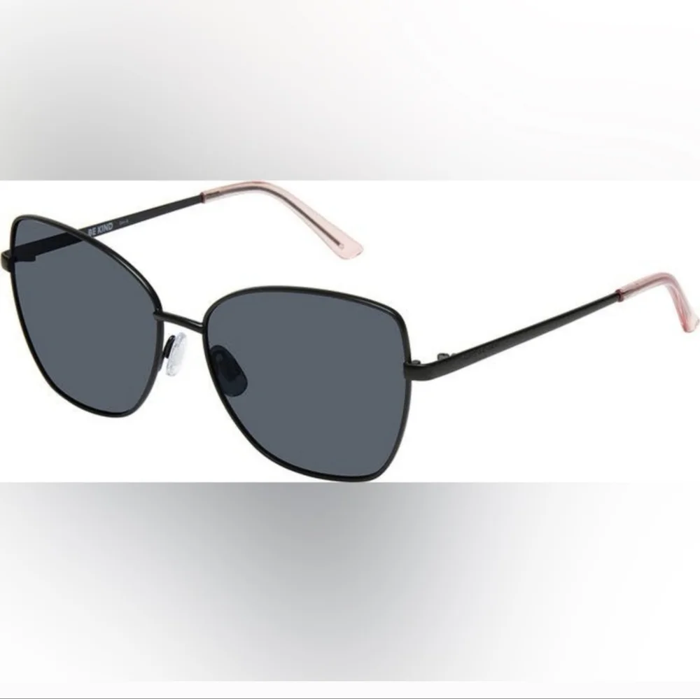 Kurt Geiger Black Frame Sunglasses with Dark Gray Lenses and Pink Temple Tips